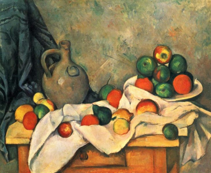 «Гардина, кувшин и ваза для фруктов», Поль Сезанн