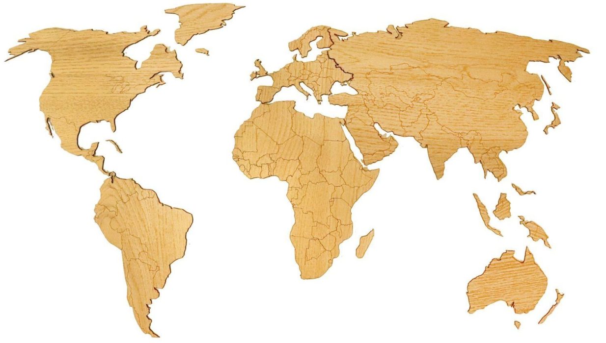 Деревянная карта мира AFI DESIGN 150х80 см